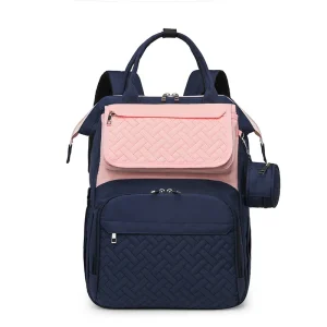 Sac de maman urbain simple grande capacité sac à dos léger à la mode pour femmes sac à couches tissu Oxford été bleu rose Sac de maman urbain simple grande capacité sac à dos léger à la mode pour femmes sac à couches tissu Oxford été bleu rose