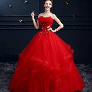 Robe de soirée formelle personnalisée princesse sans bretelles robe de bal élégante bleu blanc floral organza matériau polyester haute qualité