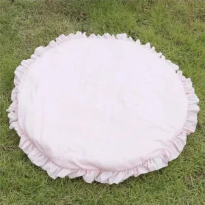 Coussin ronde en tissu doux décoration intérieure intérieur extérieur coussin pour animaux de compagnie style moderne rose pâle froncés élégants confortable et hypoallergénique