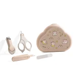Kit soin ongles bébé Coupeongles sécurité Ciseaux doux Lime à ongles Pince à épiler Boîte rangement dinosaure Accessoires beauté enfant 4 pièces