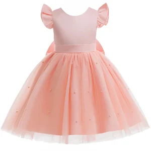Robe princesse élégante pour filles costume baptême première communion anniversaire fêtes robe blanche style princesse tulle perles satin 36 ans