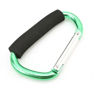 Grand mousqueton pour poussette, crochets, organisateur, anneau en D en aluminium, porte-clés à ressort, poignée de transport pour suspendre des sacs à main, des sacs de courses – green