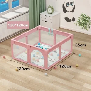 Clôture de sécurité pour aire de jeux intérieure bébé barrière de sécurité enfants fosse à balles jouet parc en maille rose 120x120cm Clôture de sécurité pour aire de jeux intérieure bébé barrière de sécurité enfants fosse à balles jouet parc en maille rose 120x120cm