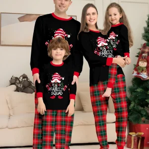 Famille Noel 2025 tenues lettre imprimer maman fille papa fils pyjamas ensemble doux à manches longues vêtements de nuit mignon bébé barboteuse