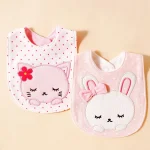 Couverture de bavoir pour bébé 2 pièces bavoir réglable en coton doux avec dentelle en forme de U bavoir d&rsquo;alimentation pour nouveauné serviette de salive pour bébé  2pcs