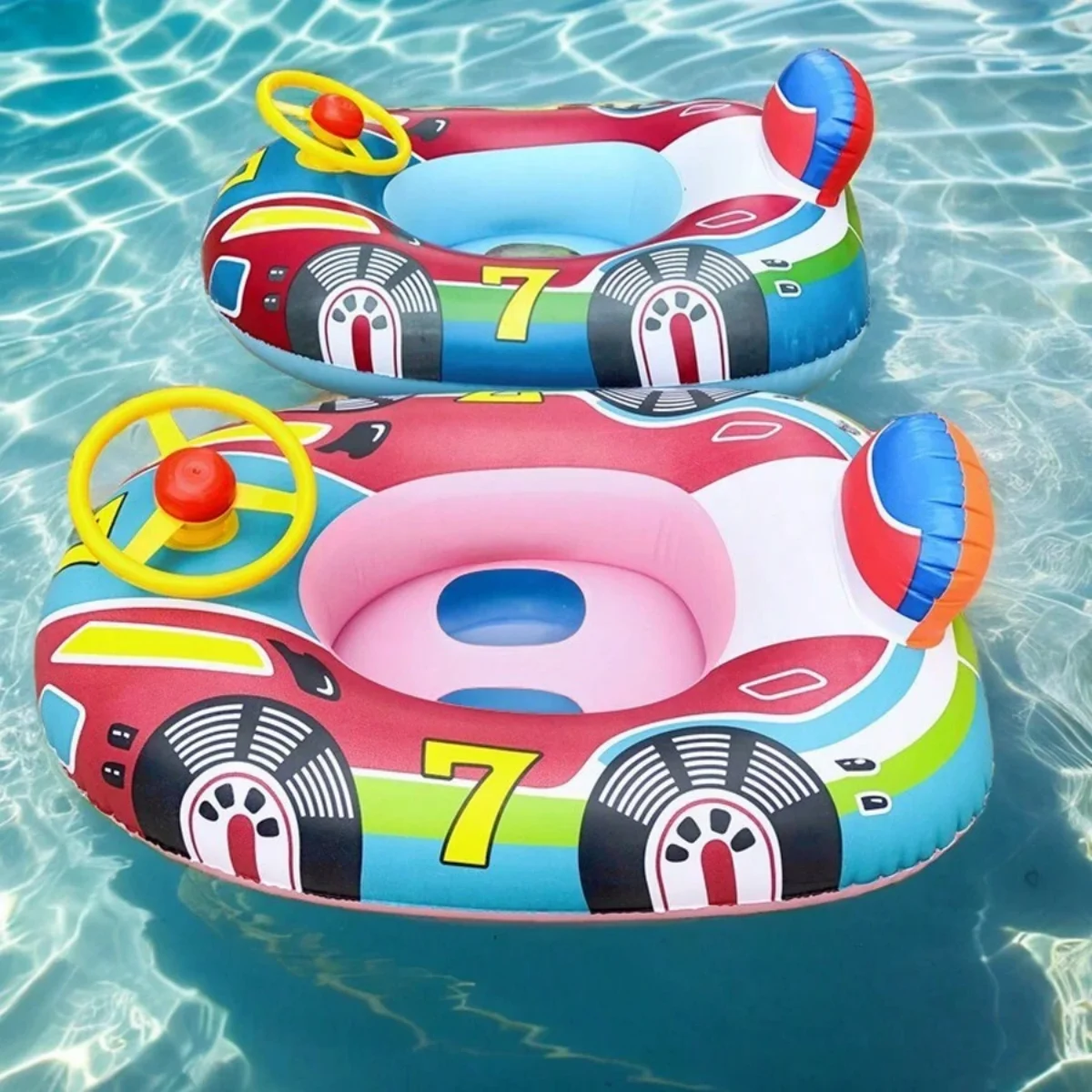 Flotteur gonflable bébé piscine design voiture anneaux de bain sécurisé plage été pour filles et garçons