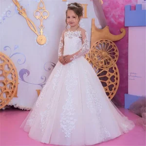 Robe demoiselle d&rsquo;honneur princesse enfants robe mariage enfant robe princesse satine occasion formelle fille