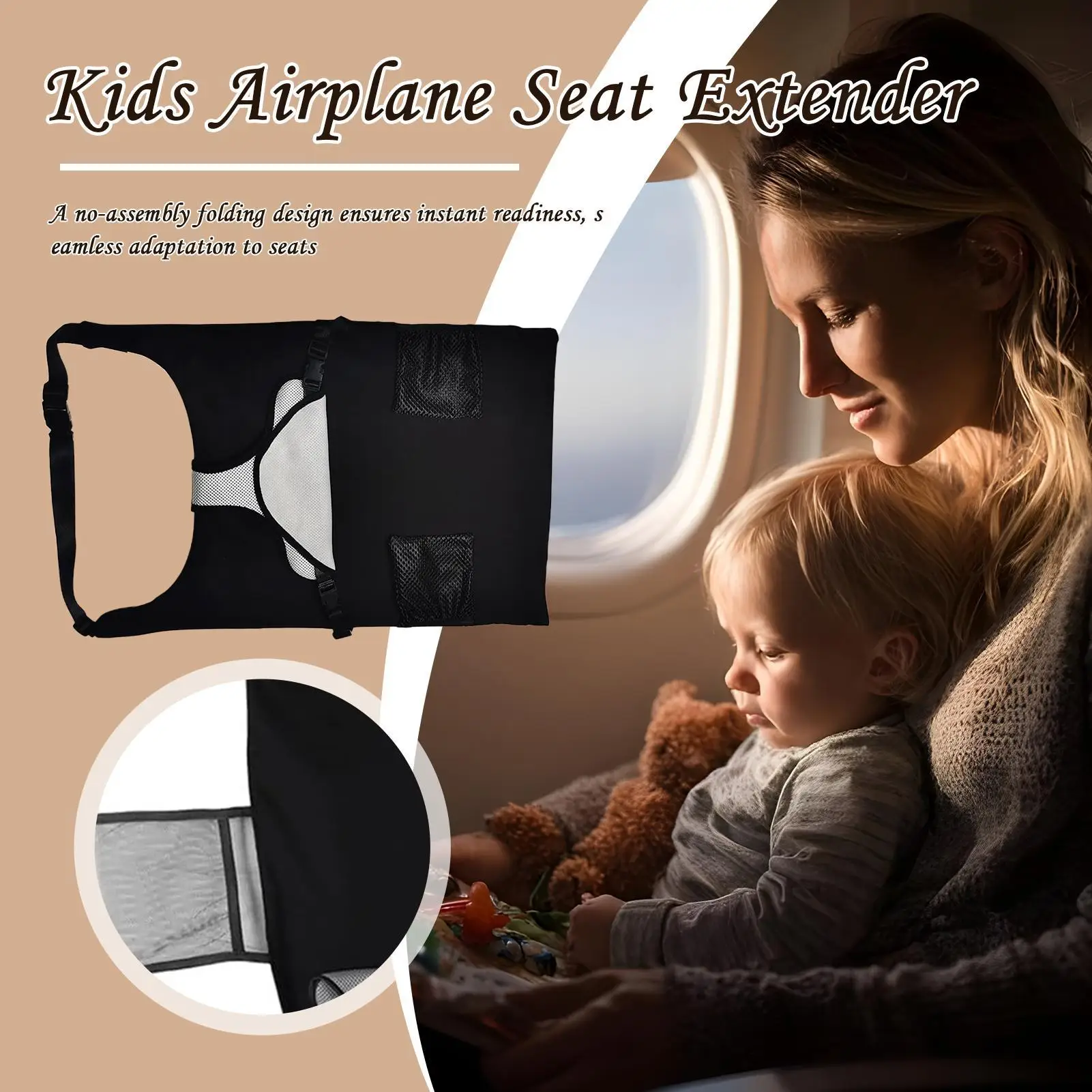 Lit d’avion de voyage pour bébé extension siège voiture reposepieds portable hamac berceau de sommeil pour enfants poche latérale design sécuritaire