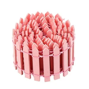 Mini clôture en bois féerique accessoire de décoration pour jardin maison de poupée décoration artisanale style ludique couleur rose pastel