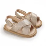 Sandales d&rsquo;été pour bébés et enfants 018 mois confortables et stylisées chaussures ouvertes respirantes avec fermeture Velcro couleur or pâle