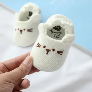 Chaussons bébé en tissu souple 01 ans design animal mignon intérieur blanc confort premiers pas Chaussons bébé en tissu souple 01 ans design animal mignon intérieur blanc confort premiers pas