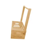 Boîte à langer en bois design moderne pour rangement couches vêtements bébé avec poignées arceaux cadeau