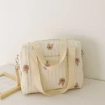 Sac à couchesours mignon pour poussette bébé organizer de couches portable sac de maman en coton doux sac à bandoulière maternité coréen brodé