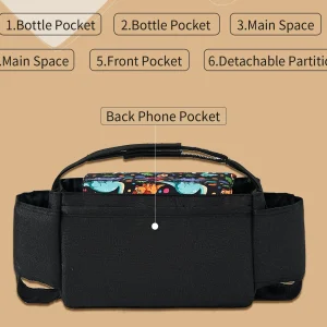 Organisateur de sac pour poussette accessoires de landau compartiments multiples housse de chariot sac de rangement pour bébé Voyage et quotidien Organisateur de sac pour poussette accessoires de landau compartiments multiples housse de chariot sac de rangement pour bébé Voyage et quotidien
