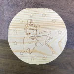 Boîte de Rangement de Dents de Lait en Bois pour Bébé et Enfant Accessoire Magique pour la Fée des Dents Design Enfantine avec Gravure de Fée