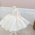 Robe de princesse pour bébé fille, tenue de fête d&rsquo;anniversaire de 1 an, de mariage, de baptême, de baptême – white