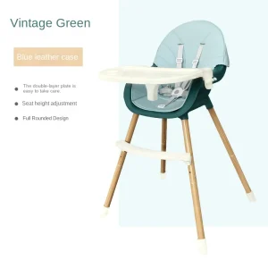 Chaise haute multifonctionnelle pour bébé en cuir synthétique et bois style moderne sécurité portable design épuré confort repas cadeau