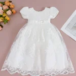 Robe de baptême bébé fille en satin et tulle dentelle occasion spéciale robe formelle élégante robe de cérémonie robe de gala robe de fête robe de mariée robe de soirée robe de communion robe de naissance