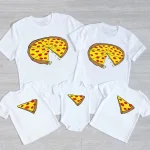 T-shirt de famille drôle papa maman fils fille famille correspondant T-shirts Parent-enfant vêtements de famille enfants garçons filles hauts décontractés – pizza white
