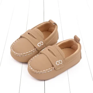Chaussures bébé mocassins en cuir synthétique pour garçons et filles 01 ans beige slipon confortable cadeau naissance style moderne nouvellené enfants en bas âge