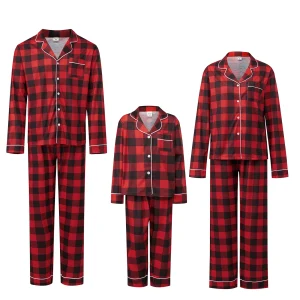 Pyjamas de Noël famille 2025 ensemble coordonné mèreenfants chemise manches longues pantalon plaid vêtements doux et confortables pour les fêtes