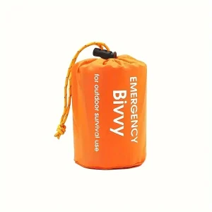 Sac de couchage d’urgence polyester orange compact avec cordon de serrage pour survie extérieur 1 pièce Sac de couchage d’urgence polyester orange compact avec cordon de serrage pour survie extérieur 1 pièce
