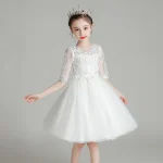 Robe princesse en dentelle floral robe de bal pour fille robe de concours princesse robe personnalisée fille 713 ans polyester style Aline saison été