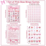 Jeu de Bingo thème nœud rose 24 cartes 70 numéros cadeau anniversaire filles fêtes familiales jeu de société décoration mariage accessoires fêtes enfants