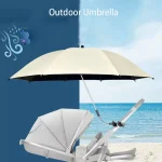 Parasol multifonctionnel manuel mains libres pour bébé poussette chaise et activités extérieures universel tissu résistant à l&rsquo;eau design moderne beige et noir durable portable
