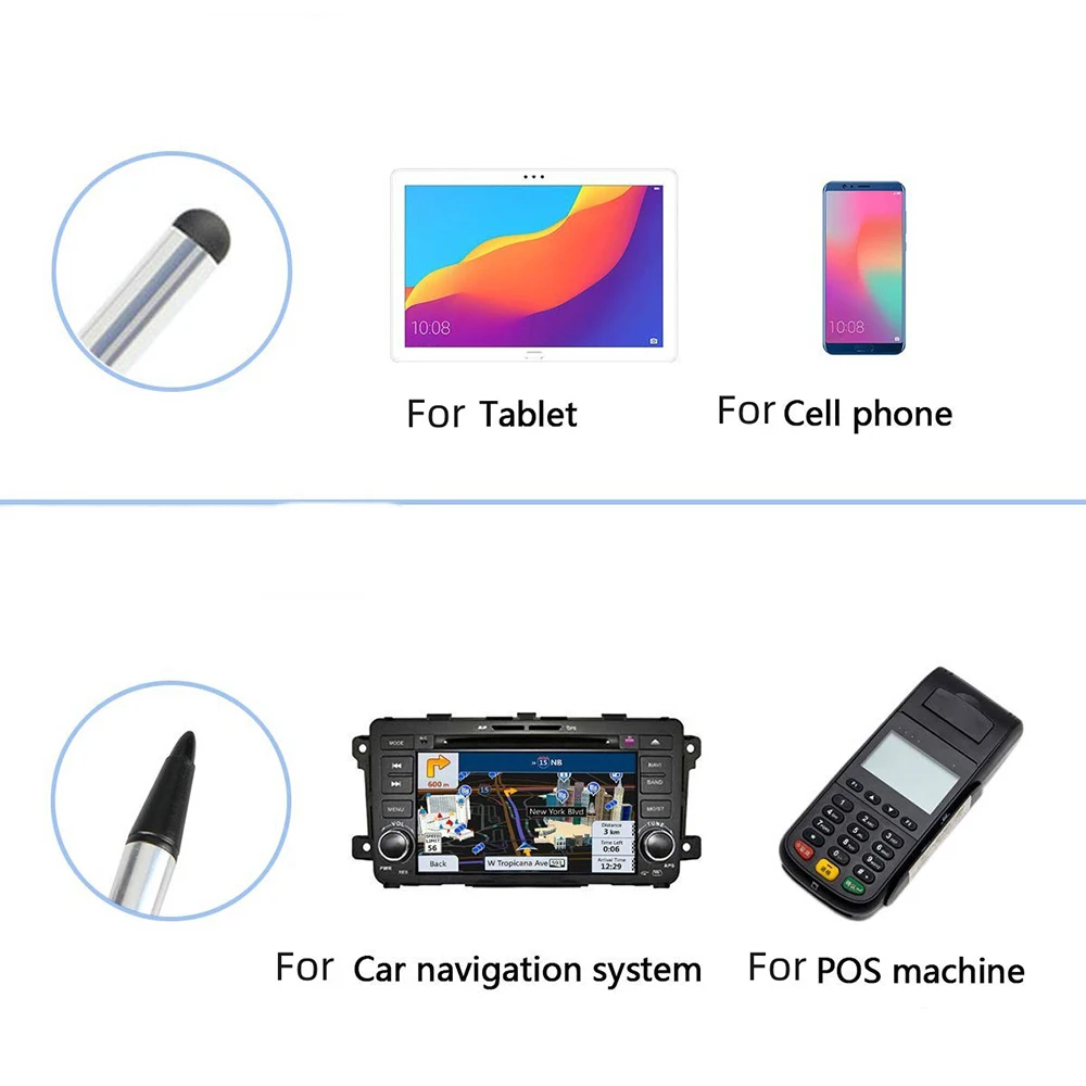 Stylo universel écran tactile portable plastique métal design minimaliste rétractable noir sans marque