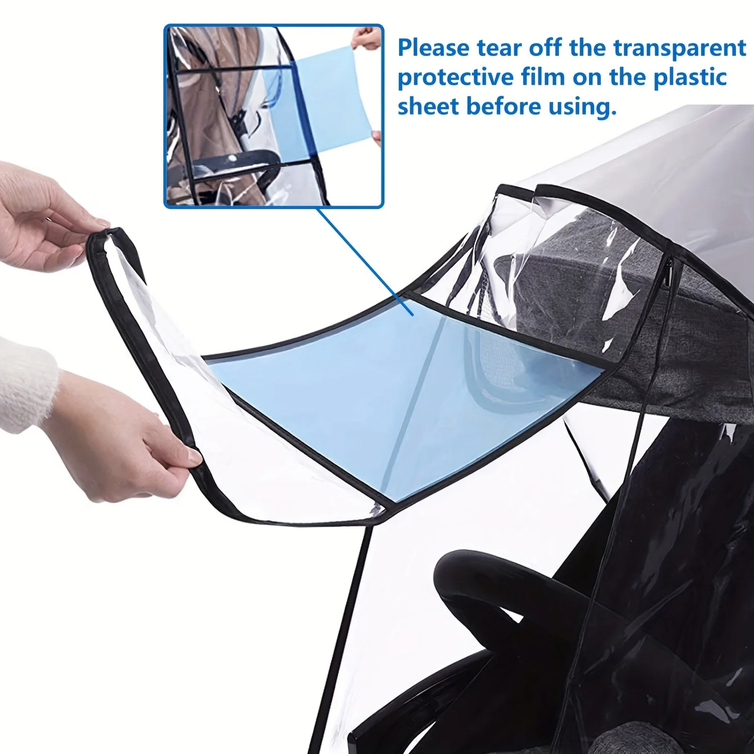 Housse de pluie universelle pour poussette antimoustiques ventilée transparente 36 ans