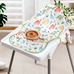 Combinaison imperméable détachable bavoirs sevrage bébé 13 ans manches longues fixation chaise haute tablier repas motifs dinosaures SMT2134CC03