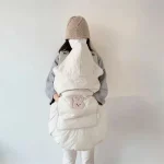 Couverture de poussette d&rsquo;hiver en polaire chaude pour bébé accessoire d’emmaillotage avec sangle