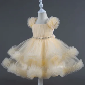 Robe bébé fille 26 ans fête mariage anniversaire robe princesse tulle satin ruffles perlées élégante douce occasion spéciale Robe bébé fille 26 ans fête mariage anniversaire robe princesse tulle satin ruffles perlées élégante douce occasion spéciale