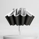 Parapluie inversé automatique antivent UV protection adultes noir blanc design moderne élégant pliable
