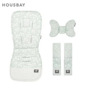 Ensemble coussin poussette oreiller tête housse ceinture HOUSBABY 3 pièces universel coton doux double face motifs feuilles Ensemble coussin poussette oreiller tête housse ceinture HOUSBABY 3 pièces universel coton doux double face motifs feuilles