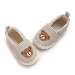 Chaussures Plates Décontractées pour Bébé Fille et Garçon Chaussures de Marche à Semelle Souple avec Broderie d&rsquo;Ours pour Nouveauné Printemps et Automne