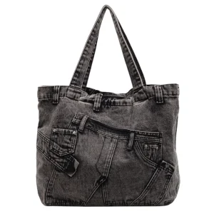 Sac à main denim tote bag femme mode rétro style décontracté grande capacité sac fourretout printemps 2025