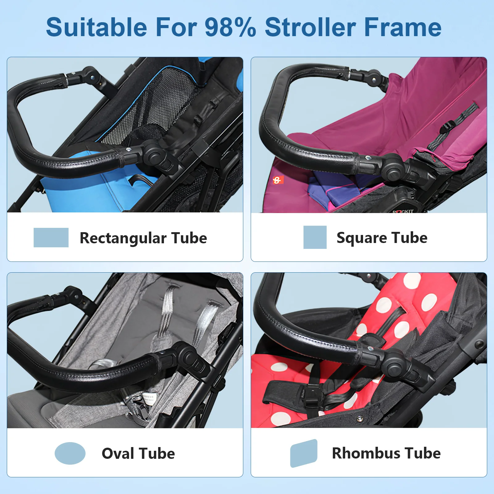 Accoudoir poussette ajustable ergonomique universel bébé poignée en similicuir détachable confort main noir