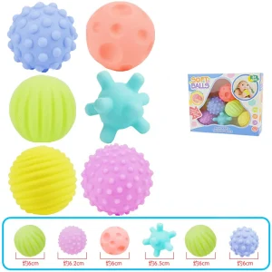 Ensemble de balles sensorielles multicolores pour bébé jouets éducatifs stimulation tactile développement moteur 6 pièces adapté aux toutpetits