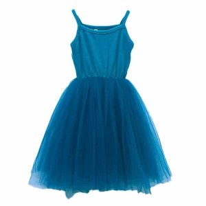 Robe Tutu en coton pour bébés filles tenue de princesse en tulle sans manches vêtement de soirée pour nouveauné  Bleu