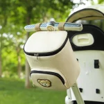 Sac de rangement ours poussette bébé cuir PU beige accessoires voyage poche biberon landau design moderneปลอดภัย pour enfant 012 ans