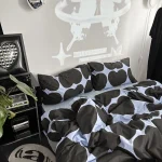 Ensemble de literie moderne avec motif géométrique housse de couette et taies d&rsquo;oreiller 100% coton style nordique pour adultes et adolescents chambre élégante et originale