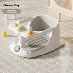 Siège de bain bébé tapis doux sensible à la température pliable pour voyage et maison gris clair