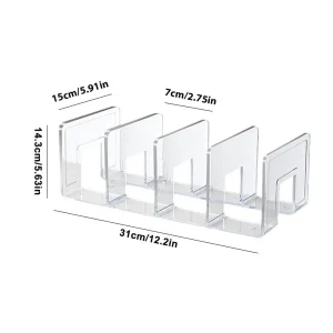 Organisateur de rangement transparent en acrylique 5 compartiments moderne minimaliste pour bureau documents cartes transparent qualité supérieure facile à nettoyer