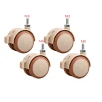 Roulettes pour meubles bébé roues pivotantes plastique renforcé filetage M8 design bicolore beige/marron 4 pièces durables et silencieuses