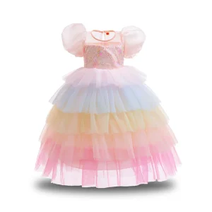 Robe princesse fille fête d&rsquo;anniversaire tissu tulle style princesse dégradé rose enfant 38 ans robe élégante douce accessoires fêtes