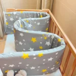 Tour de lit bébé coton tout saison gardecorps安全lit pour nouveauné 3 sections modulaires motif étoiles multicolores sécurité et confort