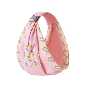 Portebébé sac à langer écharpe double usage confortable et sécuritaire pour enfants design floral moderne rose pâle épaule réglable poche pratique
