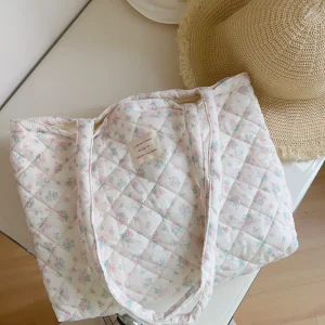 Sac fourretout matelassé à fleurs roses sac à bandoulière léger et spacieux pour maman organizateur mult Usage printemps  5